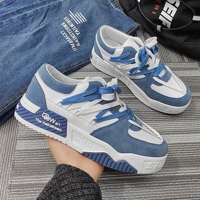 Pánske tenisky, dizajnérske pánske ležérne topánky, trendy dvojfarebné šnurovacie topánky na platforme, študentské topánky, mužské vulkanizované topánky, zapatillas de hombre