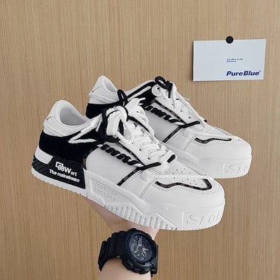 Pánske tenisky, dizajnérske pánske ležérne topánky, trendy dvojfarebné šnurovacie topánky na platforme, študentské topánky, mužské vulkanizované topánky, zapatillas de hombre