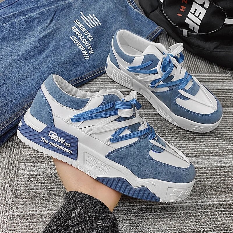 Pánske tenisky, dizajnérske pánske ležérne topánky, trendy dvojfarebné šnurovacie topánky na platforme, študentské topánky, mužské vulkanizované topánky, zapatillas de hombre