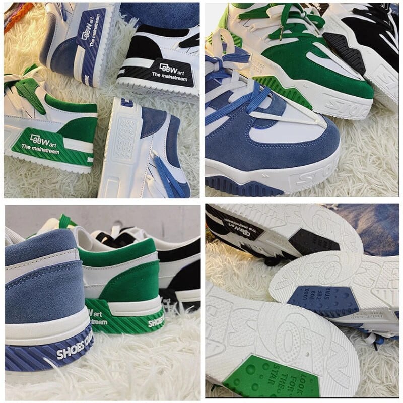 Pánske tenisky, dizajnérske pánske ležérne topánky, trendy dvojfarebné šnurovacie topánky na platforme, študentské topánky, mužské vulkanizované topánky, zapatillas de hombre