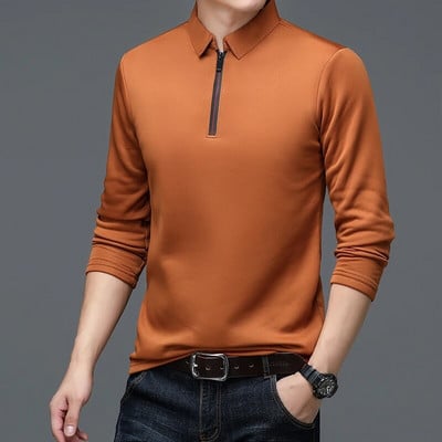 Pánske módne polo tričko s dlhým rukávom a zipsom, pánske formálne tričko s krátkym rukávom, ležérne voľné polo tričko.
