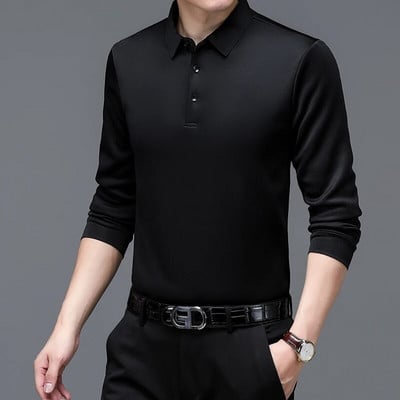 Pánske módne polo tričko s dlhým rukávom a zipsom, pánske formálne tričko s krátkym rukávom, ležérne voľné polo tričko.