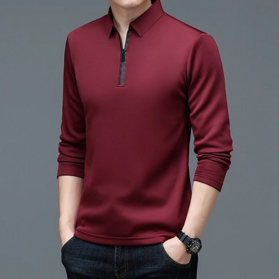 Pánske módne polo tričko s dlhým rukávom a zipsom, pánske formálne tričko s krátkym rukávom, ležérne voľné polo tričko.