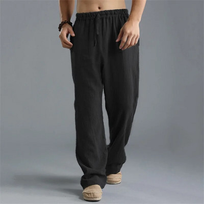 Pantaloni mari pentru bărbați, bumbac, in, pantaloni casual, pantaloni largi, cu picior largi, cu șireturi pentru confortul acasă, mărime mare, 5xl, moda bărbaților