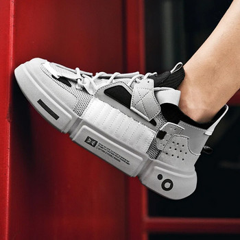 2023 Мъжки обувки High Gang Кецове за двойка Плоски корейски обувки за баща Trend Splicing Дишащи мрежести вулканизирани обувки