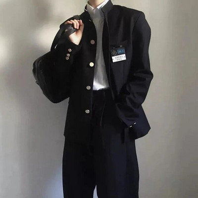 Jachetă de uniformă de colegiu japoneză Jachetă de costum cu guler în picioare Top bărbați, primăvară, vară, tendință de vânt, haină pentru bărbați, uniformă școlară