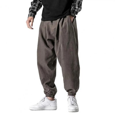 Pantaloni harem pentru bărbați, de culoare solidă, cu talie elastică, pantaloni de jogging, 2023, pantaloni largi, pantaloni cu șnur, pantaloni hip hop casual
