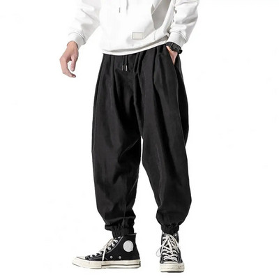 Pantaloni harem pentru bărbați, de culoare solidă, cu talie elastică, pantaloni de jogging, 2023, pantaloni largi, pantaloni cu șnur, pantaloni hip hop casual