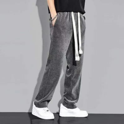 Zamatové široké nohavice Oversize Pánske Harajuku Streetwear Casual Nohavice Vinatge Y2k Oblečenie Nohavice