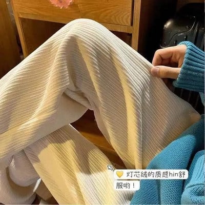 Zamatové široké nohavice Oversize Pánske Harajuku Streetwear Casual Nohavice Vinatge Y2k Oblečenie Nohavice