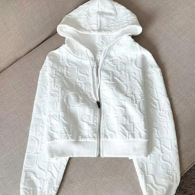 Seturi 2 piese Ținute pentru femei Moda de primăvară Jachetă scurtă și pantaloni scurți slăbit cu glugă tricotată Jacquard Îmbrăcăminte de designer de toamnă pentru femei