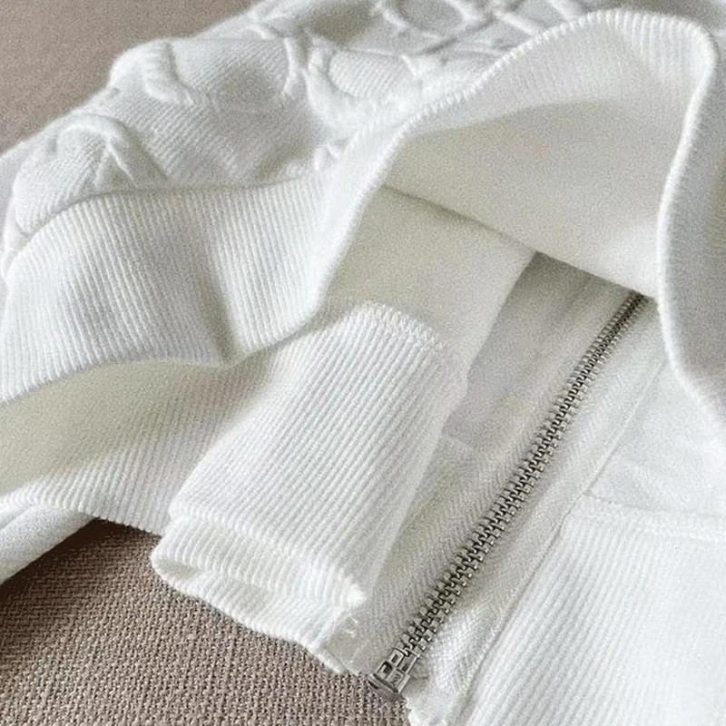 Seturi 2 piese Ținute pentru femei Moda de primăvară Jachetă scurtă și pantaloni scurți slăbit cu glugă tricotată Jacquard Îmbrăcăminte de designer de toamnă pentru femei