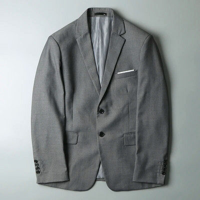 Pánske sako, jesenné oblečenie, ležérne oblečenie, jednofarebný kabát, módny jednoradový dlhý rukáv, kostým Homme