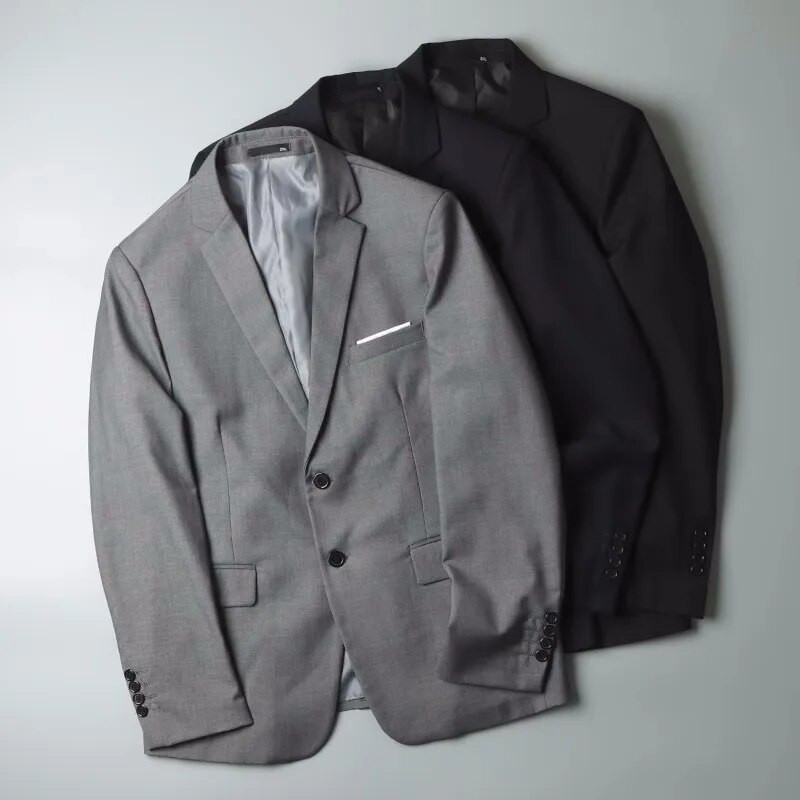 Pánske sako, jesenné oblečenie, ležérne oblečenie, jednofarebný kabát, módny jednoradový dlhý rukáv, kostým Homme