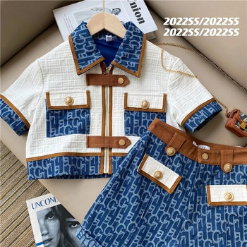 Υψηλής ποιότητας Vintage κλασικό κοντό γυναικείο κοστούμι 2023 Καλοκαιρινό κοντομάνικο μπλουζάκι με φερμουάρ Ψηλόμεσο σορτς δύο τεμαχίων Streetwear