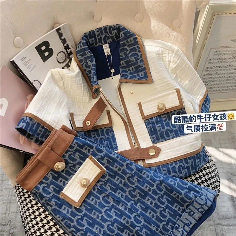 Costum scurt clasic, vintage, de înaltă calitate, pentru femei, 2023, vară, cu mânecă scurtă, cu fermoar, pantaloni scurți cu talie înaltă, set de două piese, îmbrăcăminte de stradă