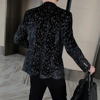 Ανδρικά σακάκια με παγιέτες 2022 Singer DJ Stage Suit Μπουφάν Νυφικό επαγγελματικό casual φόρεμα 2021 Blazer Masculino Veste Homme