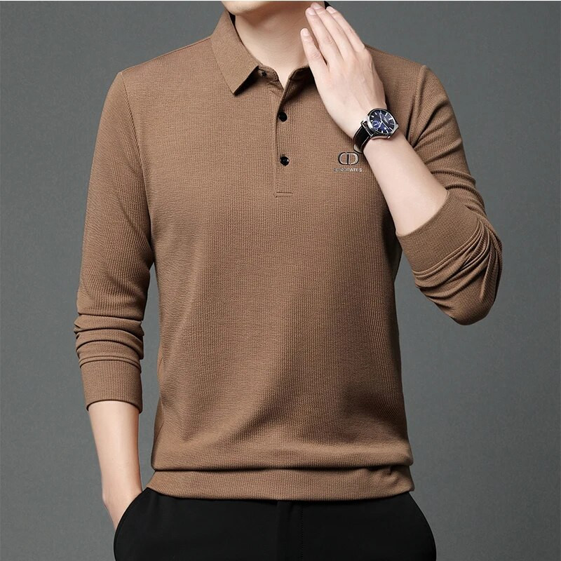 Vyriški nauji vienspalviai universalūs POLO marškinėlių apatiniai paklotai ilgomis rankovėmis