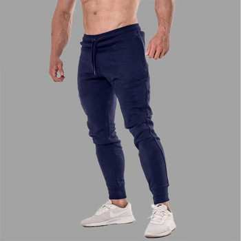 Мъжки тънки фитнес спортни панталони Ежедневни клинове Лятна тренировка за бягане Обикновени едноцветни панталони тип молив