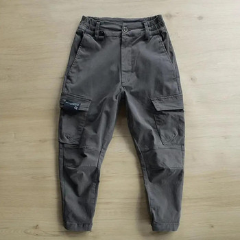 Ретро карго панталони с ластик на талията Мъжки гъвкави тенденции Свободни панталони с върхове Мъжки панталони с няколко джоба Ежедневни панталони от висок клас