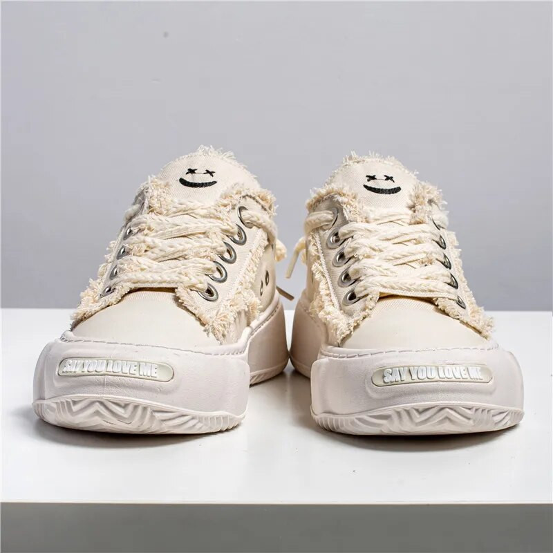 Pantofi de pânză pentru bărbați 2023, la modă, confortabili, moale, ocazional, pantofi cu șireturi, talpă groasă, pantofi vulcanizați de vară pentru femei, negru