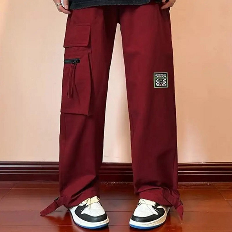 NOVÉ pánske cargo nohavice, jednofarebné, so sťahovacou šnúrkou, viacero vreciek, voľné, streetwear, jeseň/zima, hip hop, vrecovité cargo nohavice