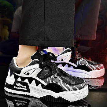 Масивни маратонки Модни ежедневни обувки 2023 г. Съвпадащи цветове дантелени вулканизирани обувки Мъжки улични обувки за скейтборд Zapatillas De Hombre
