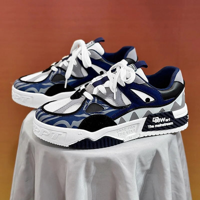 Hrubé tenisky, módna ležérna obuv 2023, farebne zodpovedajúce čipkované vulkanizované topánky, pánske pouličné skateboardové topánky, zapatillas de hombre