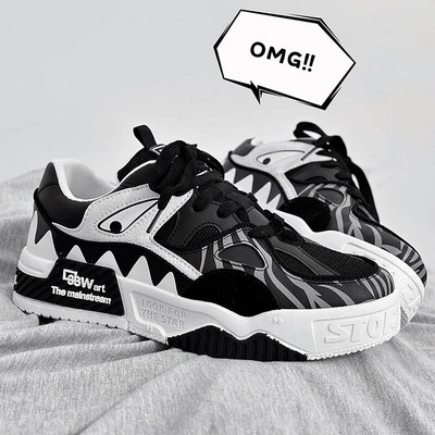 Hrubé tenisky, módna ležérna obuv 2023, farebne zodpovedajúce čipkované vulkanizované topánky, pánske pouličné skateboardové topánky, zapatillas de hombre