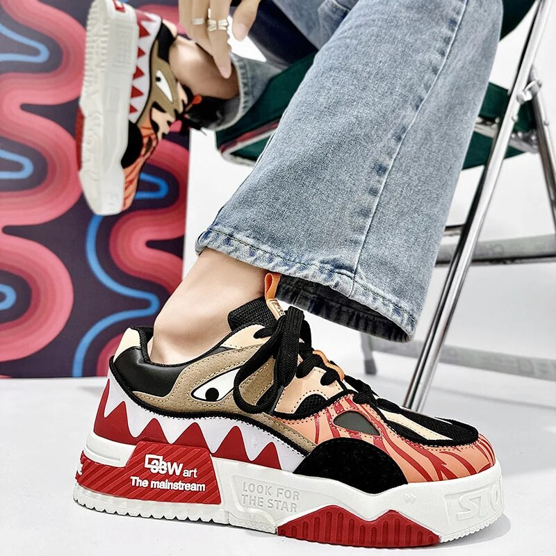 Hrubé tenisky, módna ležérna obuv 2023, farebne zodpovedajúce čipkované vulkanizované topánky, pánske pouličné skateboardové topánky, zapatillas de hombre