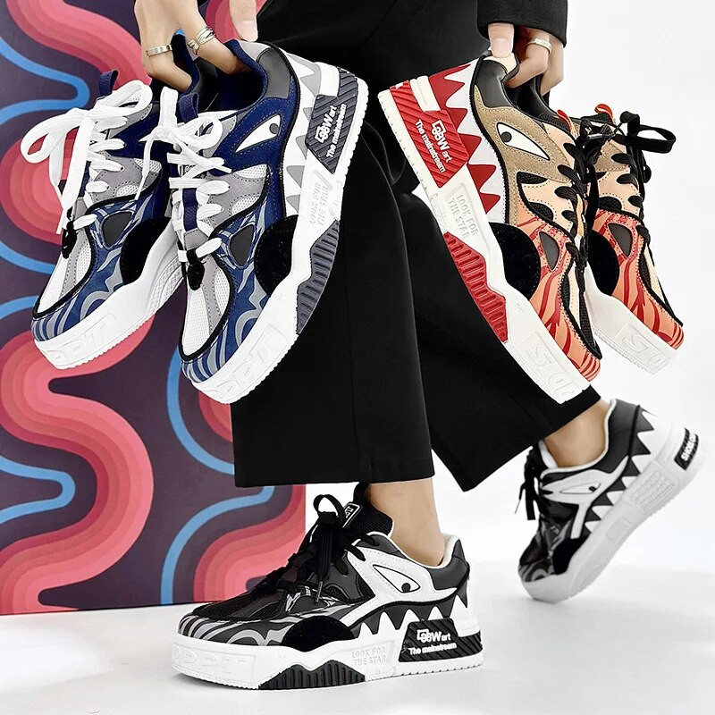 Hrubé tenisky, módna ležérna obuv 2023, farebne zodpovedajúce čipkované vulkanizované topánky, pánske pouličné skateboardové topánky, zapatillas de hombre