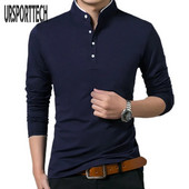 Cămașă polo pentru bărbați de înaltă calitate Cămăși polo solide pentru bărbați cu mânecă lungă Camisa polo masculină Populare casual din bumbac Plus marimea S-3XL Topuri
