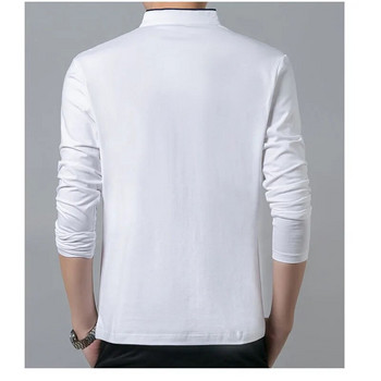 Ανδρικό πουκάμισο πόλο υψηλής ποιότητας Ανδρικά μακρυμάνικα μασίφ μπλουζάκια πόλο Camisa Polos Masculina Δημοφιλή casual βαμβακερά μπλουζάκια Plus size S-3XL