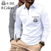 Pánske polo tričko so zipsom, golfové oblečenie, tričko s dlhým rukávom a vreckom, potlačené tričko, pánsky top, ležérne polo tričko, pánska móda, trendy v oblečení