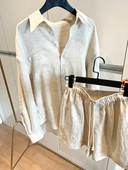 Dvodijelni kompleti Ženska odjeća Ljeto 2023. Bluza Kompleti košulja na kopčanje Blagdanska moda za plažu Ležerno pamučno kratko odijelo s uzicom