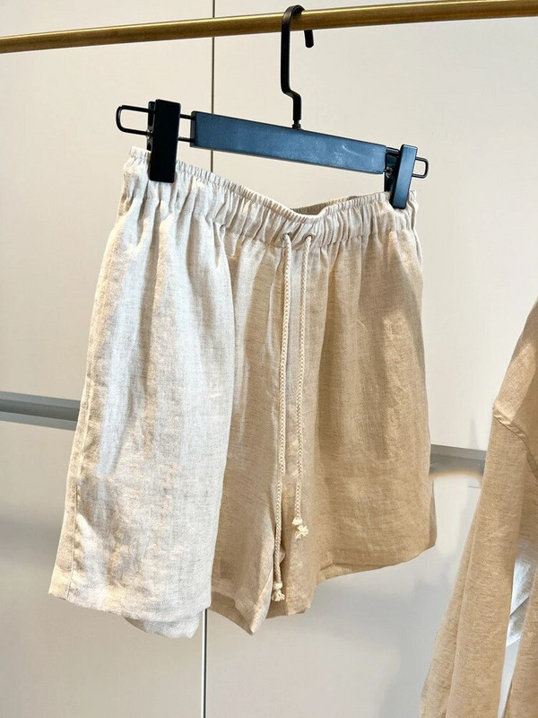 Dvojdielne súpravy Dámske oblečenie Leto 2023 Blúzka na gombíky Košeľa Súpravy Dovolenková Plážová Móda Ležérna Bavlnená Šortky So Šnúrkou Oblek