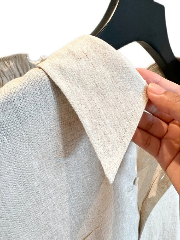 Dvojdielne súpravy Dámske oblečenie Leto 2023 Blúzka na gombíky Košeľa Súpravy Dovolenková Plážová Móda Ležérna Bavlnená Šortky So Šnúrkou Oblek