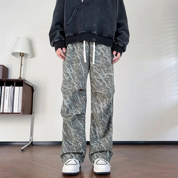 Американски ретро хип-хоп прави панталони от рипсено кадифе за мъже Ново улично облекло с щампа с букви Широки панталони Y2K широки панталони