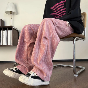 American Vintage Hip Hop Corduroy ίσιο παντελόνι για άνδρες Νέο γράμμα με στάμπα Streetwear Φαρδύ παντελόνι Y2K φαρδύ Pantalones