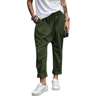 Moteriškos haremo kelnės, laisvos elastingos juosmens, kuprinės tarpkojo kelnės