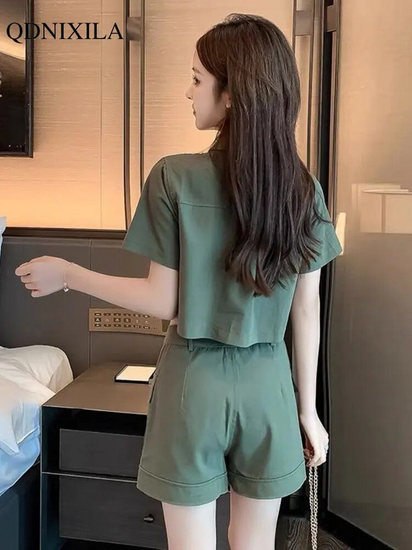 2023 m. Summer Cargo Moteriški trumpi komplektai Korėjietiško stiliaus mada Elegantiški Nauji derinami komplektai Kasdieniai 2 dalių komplektai Moteriško kostiumo apranga