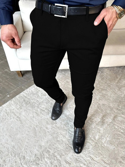 Μονόχρωμα Slim Ανδρικά Παντελόνια Ευρώπης και Ηνωμένων Πολιτειών Μόδα μολύβι παντελόνι Business Casual καθημερινό παντελόνι εκατό ποδιών