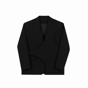 LUZHEN 2024 Стилен нов корейски асиметричен дизайн Оригинално ежедневно яке Мъжко High Street Елегантно модерно палто с подплънки на раменете A83466