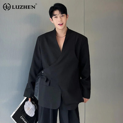 LUZHEN 2024 stiilne uus Korea asümmeetriline disain originaal vabaaja jope meeste High Street elegantne trendikas õlakate A83466