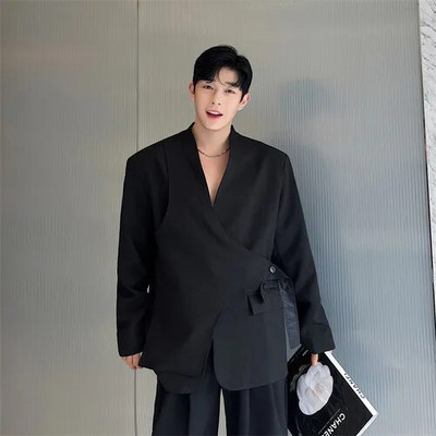 LUZHEN 2024 Štýlový nový kórejský asymetrický dizajn Originálna ležérna bunda pre mužov, elegantný a trendy kabát s vypchávkami na ramenách A83466