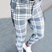Pantaloni Cargo Bărbați Plus Size Pantaloni cu imprimeu în carouri Pantaloni elastici pentru picioare, cu buzunare, îmbrăcăminte de stradă, pantaloni de sport pentru bărbați Pantalones Hombre