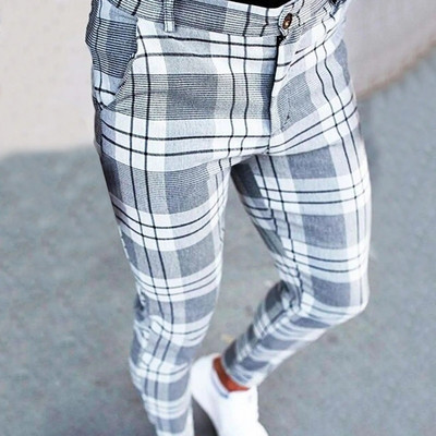 Pantaloni Cargo Bărbați Plus Size Pantaloni cu imprimeu în carouri Pantaloni elastici pentru picioare, cu buzunare, îmbrăcăminte de stradă, pantaloni de sport pentru bărbați Pantalones Hombre
