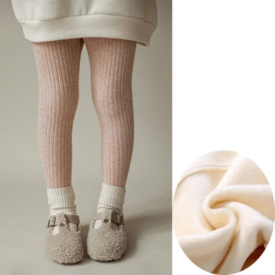 Jesenné a zimné dievčenské nohavice, zahusťovacie teplé flísové nohavice pre dievčatá, legíny, detské elastické tenké pruhované nohavice