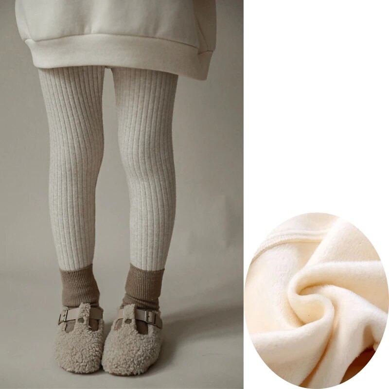 Jesenné a zimné dievčenské nohavice, zahusťovacie teplé flísové nohavice pre dievčatá, legíny, detské elastické tenké pruhované nohavice