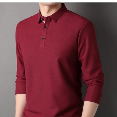 Pavasario ir rudens vyriški megztiniai atvartai, tvirti languoti marškinėliai ilgomis rankovėmis, polo apačia, madingi laisvalaikio šventinių suknelių viršūnės